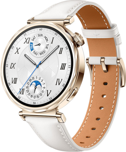 Смарт-часы HUAWEI WATCH GT 5 White Aluminium Case, White Leather Strap(Jana-B19L) фото 2